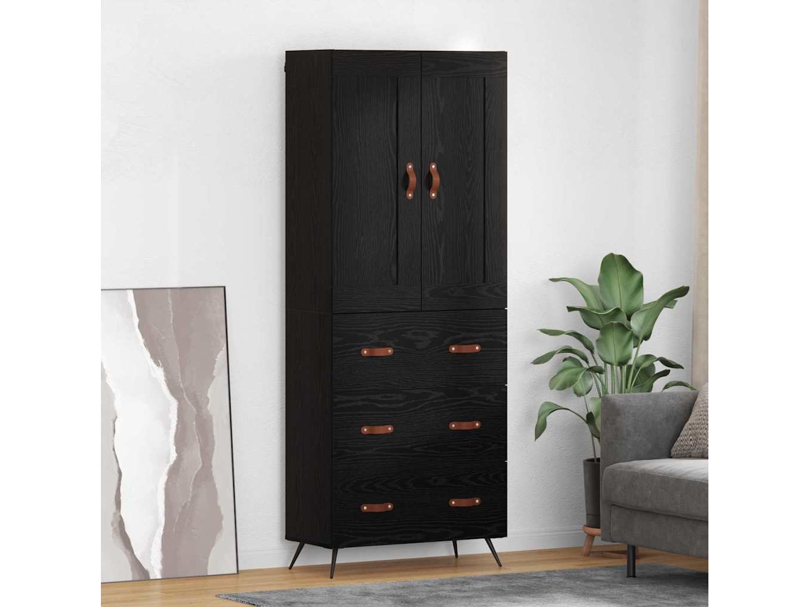 Vidaxl Buffê Carvalho Preto 69,5 X 34 X 180 Cm Derivados De Madeira