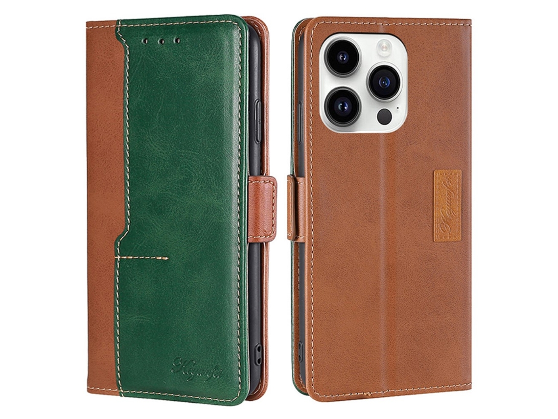 Capa Para Iphone 15 Pro Max Pele Sintética Magnética Castanho