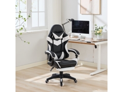 Cadeira Gamer Ergonômica Giratória 360° para Escritório e Jogos, Preta e Branca