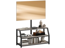 Suporte Para Tv Até 72 Polegadas Com 2 Prateleiras, Cinza, Dimensões 110x43x150cm, Ideal Para Sua Sala De Estar