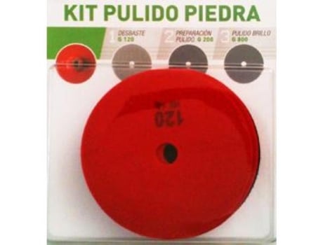 Kit pulido piedra ( plato+ 3 discos ) blister