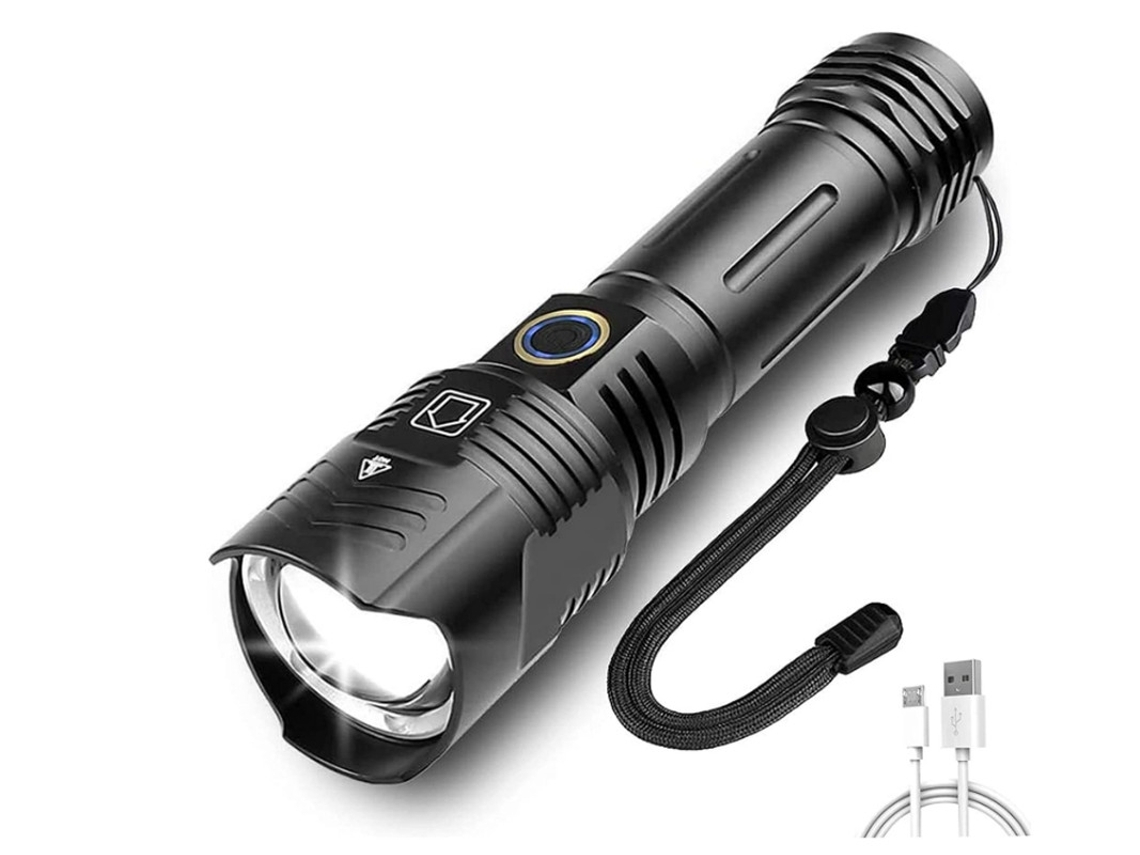 Lanterna Recarregável Usb Poderosa Xhp100 Led Lanterna 10000 Lúmens Altos Com Zoom Edc Lanternas Táticas Luz De Tocha De Mão Preta Yunzii