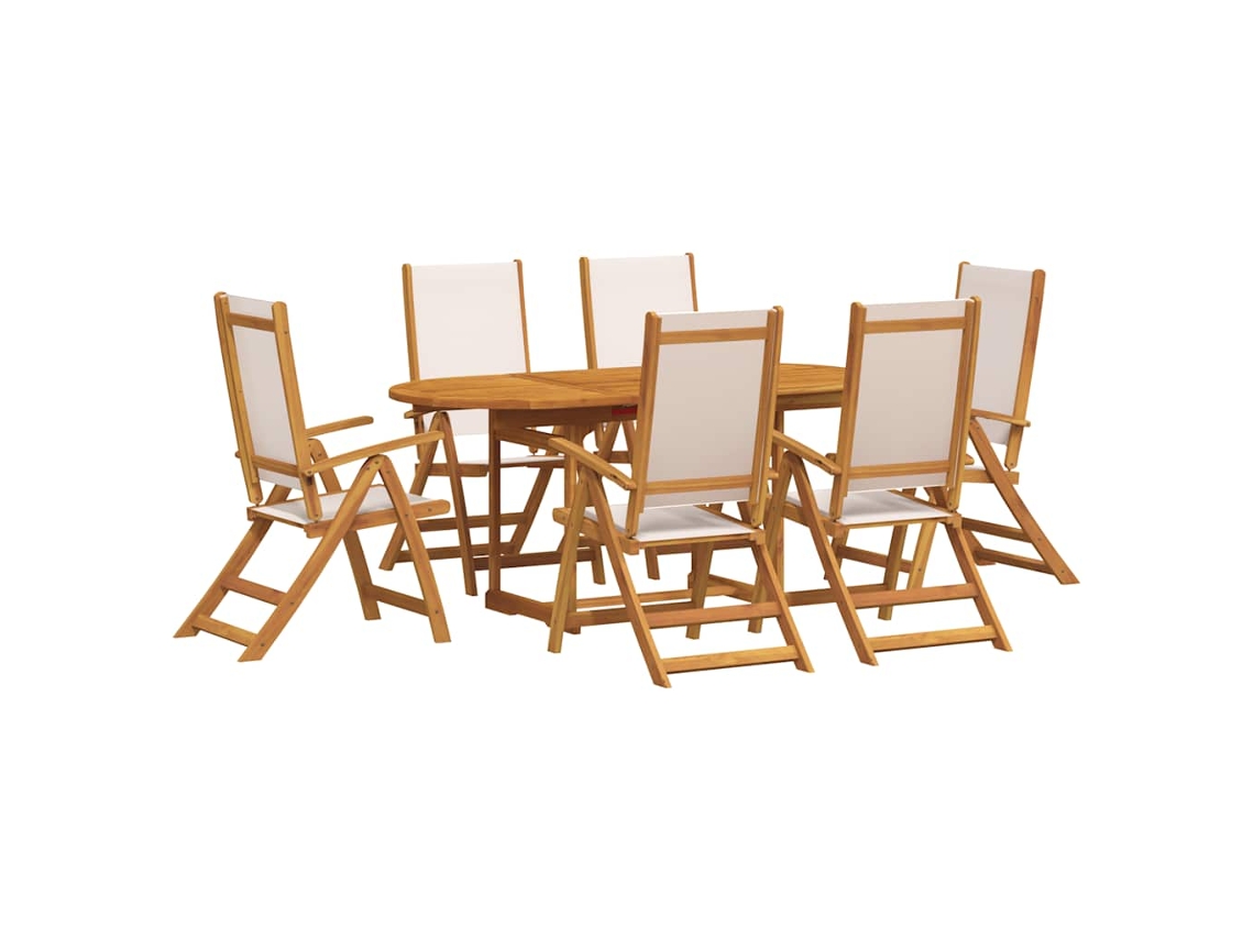 Maison Exclusive - 7 Pcs Conjunto De Jantar Para Jardim Acácia Maciça E Textilene