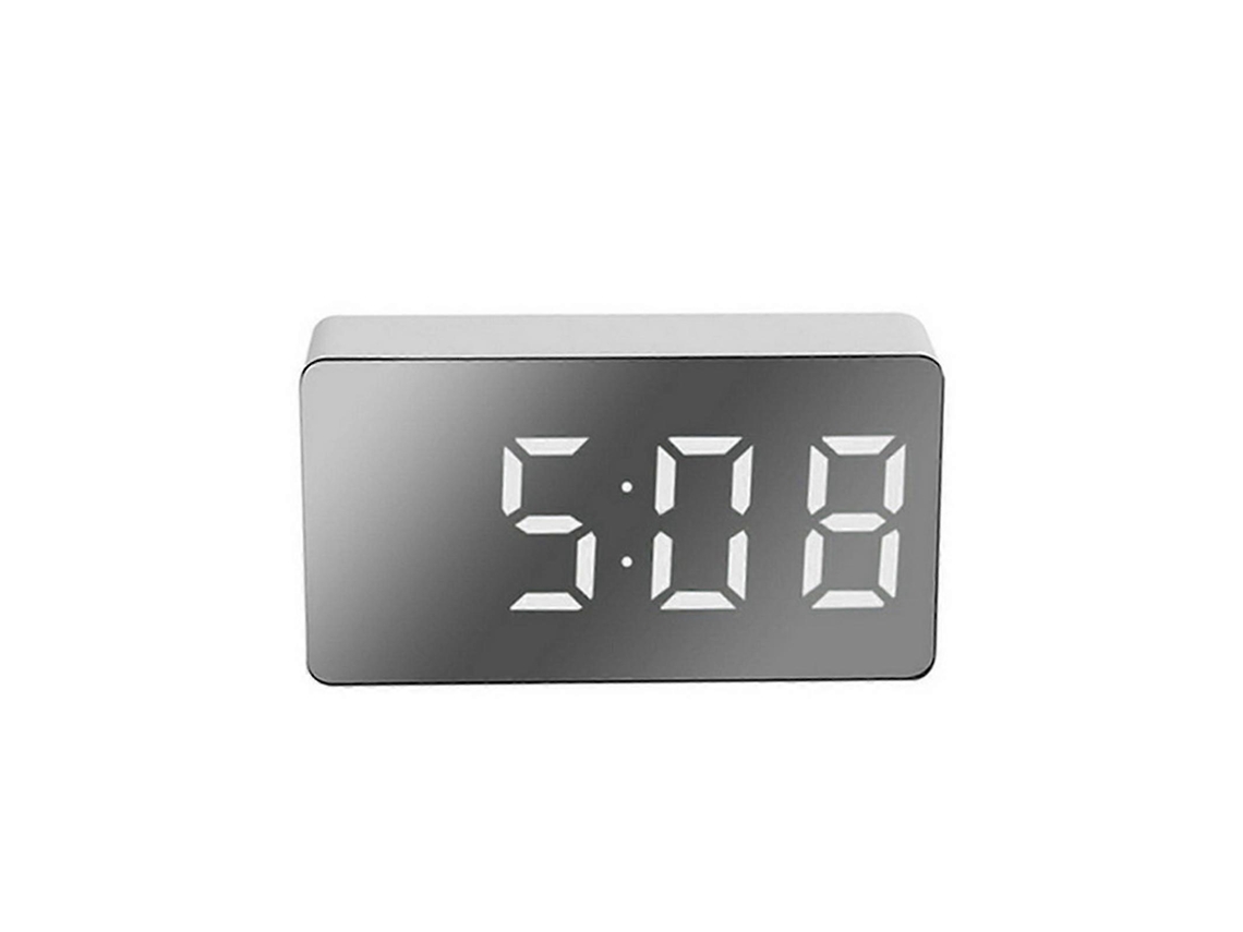 Elysve Pulseira Relógio Relógio Digital Mini Led Multifuncional Com Alarme, Espelho Para Quarto Casa - Manual, Cinzento, 3,1 Polegadas
