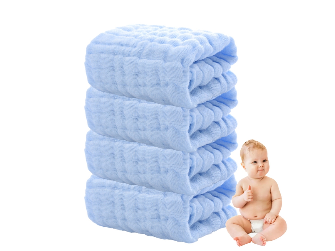 Conjunto de Toalha RNEMITERY Lavagem Rosto Absorventes Algodão Azul - 4pcs (30x30cm)