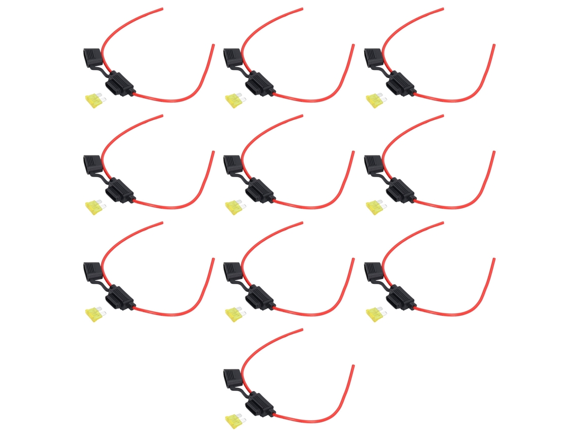10 Portafusíveis em Linha Resistente ao Calor 14AWG 20A com Fusíveis S/MARCA
