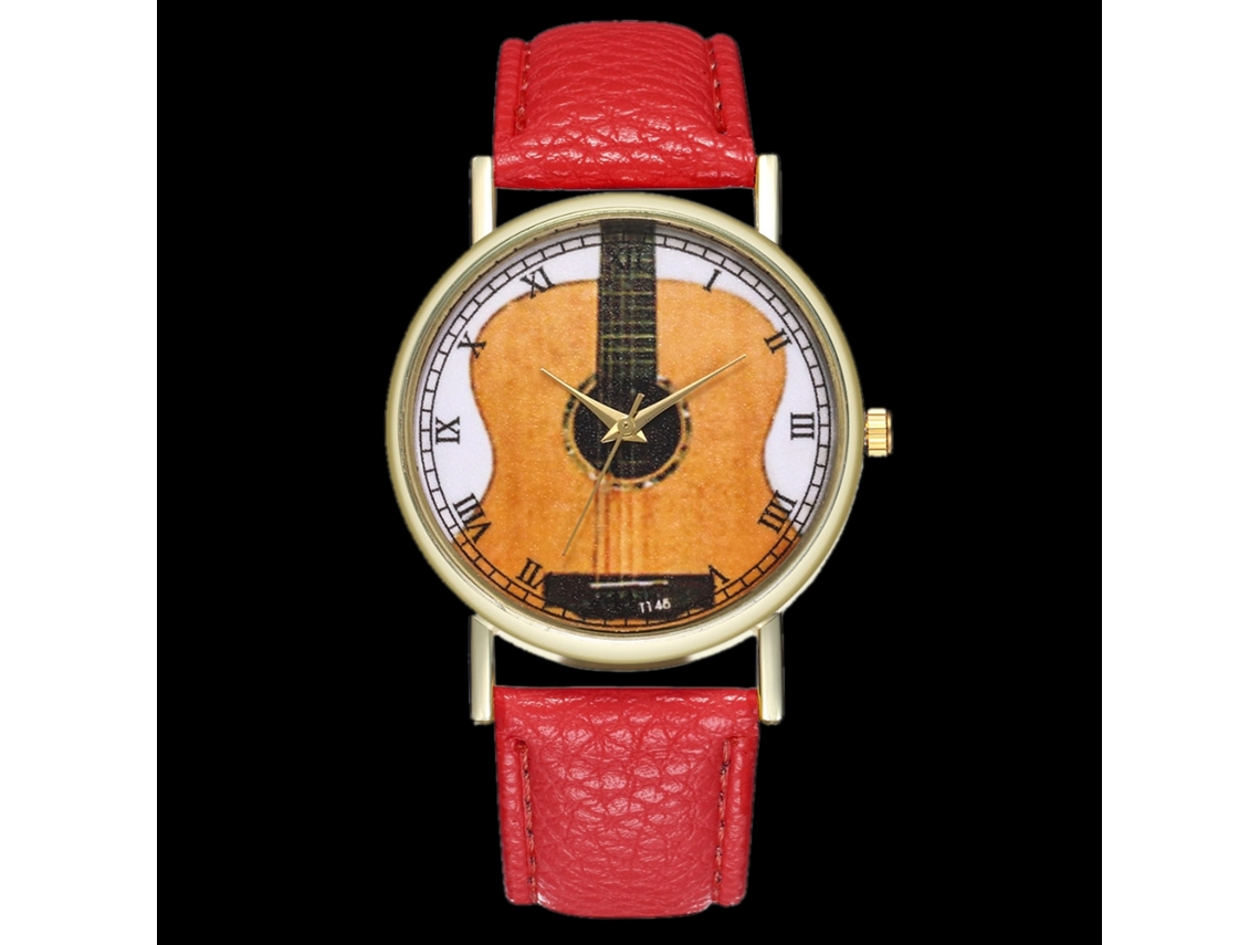 Reloj De Pulsera Analógico De Dial Redondo Con Cuarzo Moda Rojo