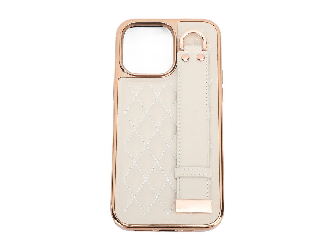 Aetheria capa de Telefone com Pulseira e Suporte Anti queda Anti risco para Iphone 14 Pro Max Branco Leite
