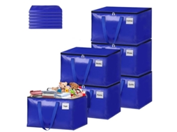Sacos De Armazenamento Portáteis Extra‑grandes E Reforçados , Com Alças Impermeáveis E Resistentes, Em Pacote Com 6 Unidades Azul Hexinyigjly