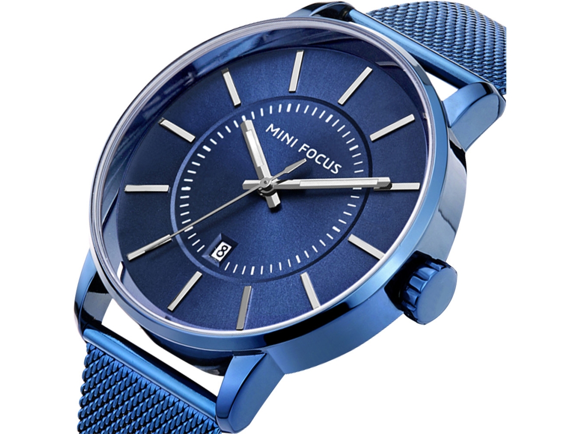 Relógio de quartzo casual simples para homem com pulseira resistente à água (azul)