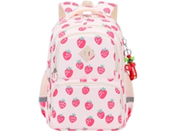 Mochila Feminina Leve Com Estampa Morangos Para Crianças, Escolar Meninas, Rosa, Tamanho Padrão, Estilo Casual