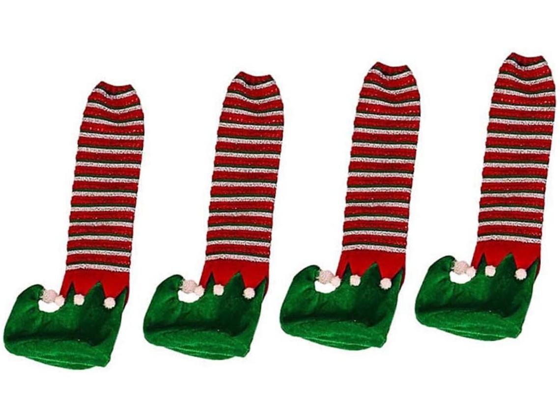 Tofficu 4 Peças Protetores De Pés Mesa Natal Portáteis Em Tecido Para Cadeiras, Leves E Decorativos Para O Natal