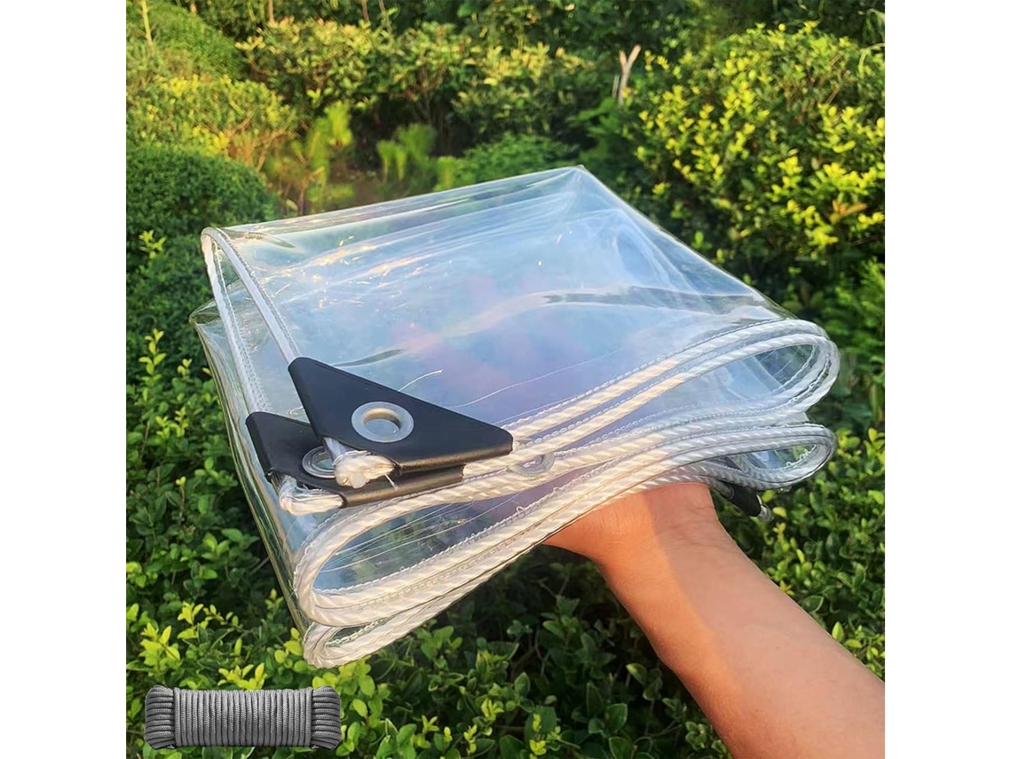 Clear Tarp 14mil Thick Heavy Duty Cover With Grommets And Reinforced Edges, Transparent Waterproof Tarpaulin Clear Tarps