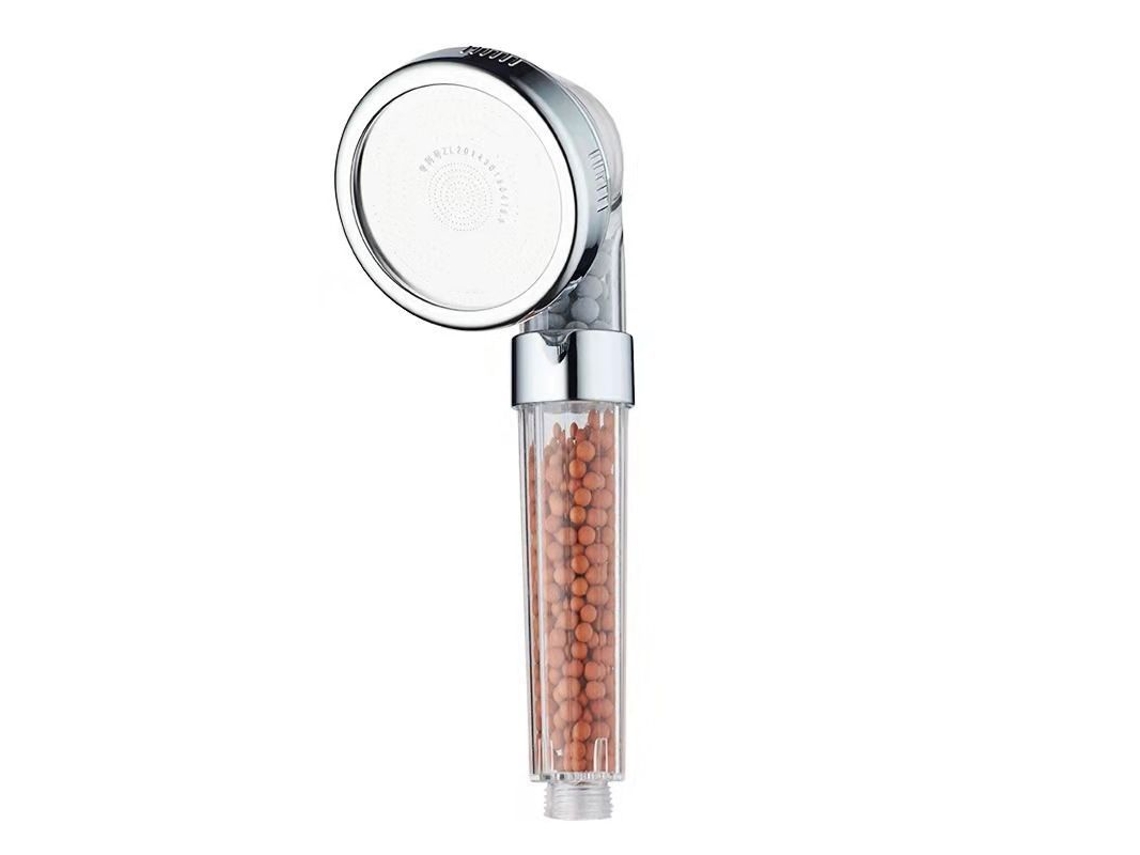 Chuveiro de alta pressão com 3 modos de imersão e filtro de perlita, economiza água, ideal para banheiros familiares.