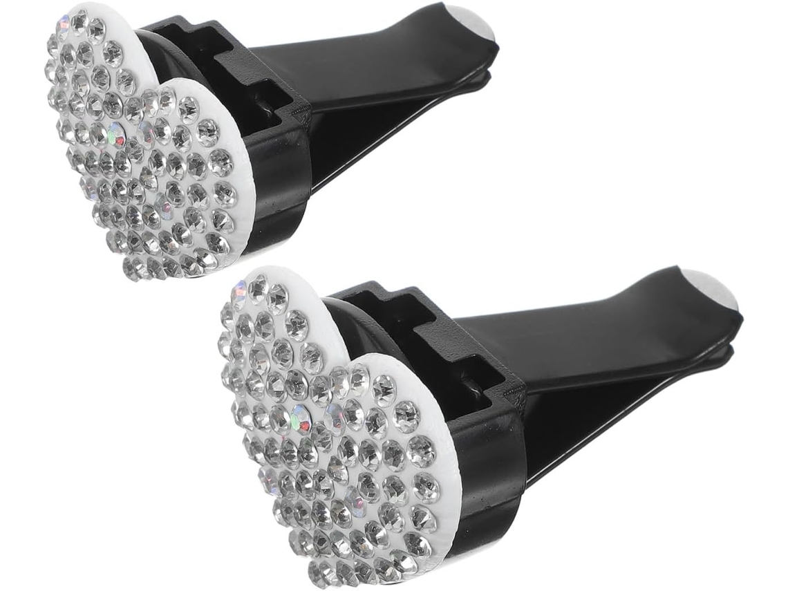 Clipe De Ventilação Em Aço Manganês Em Formato De Coração Com Strass Brancos, Plugue Para Aromatizador De Ambientes