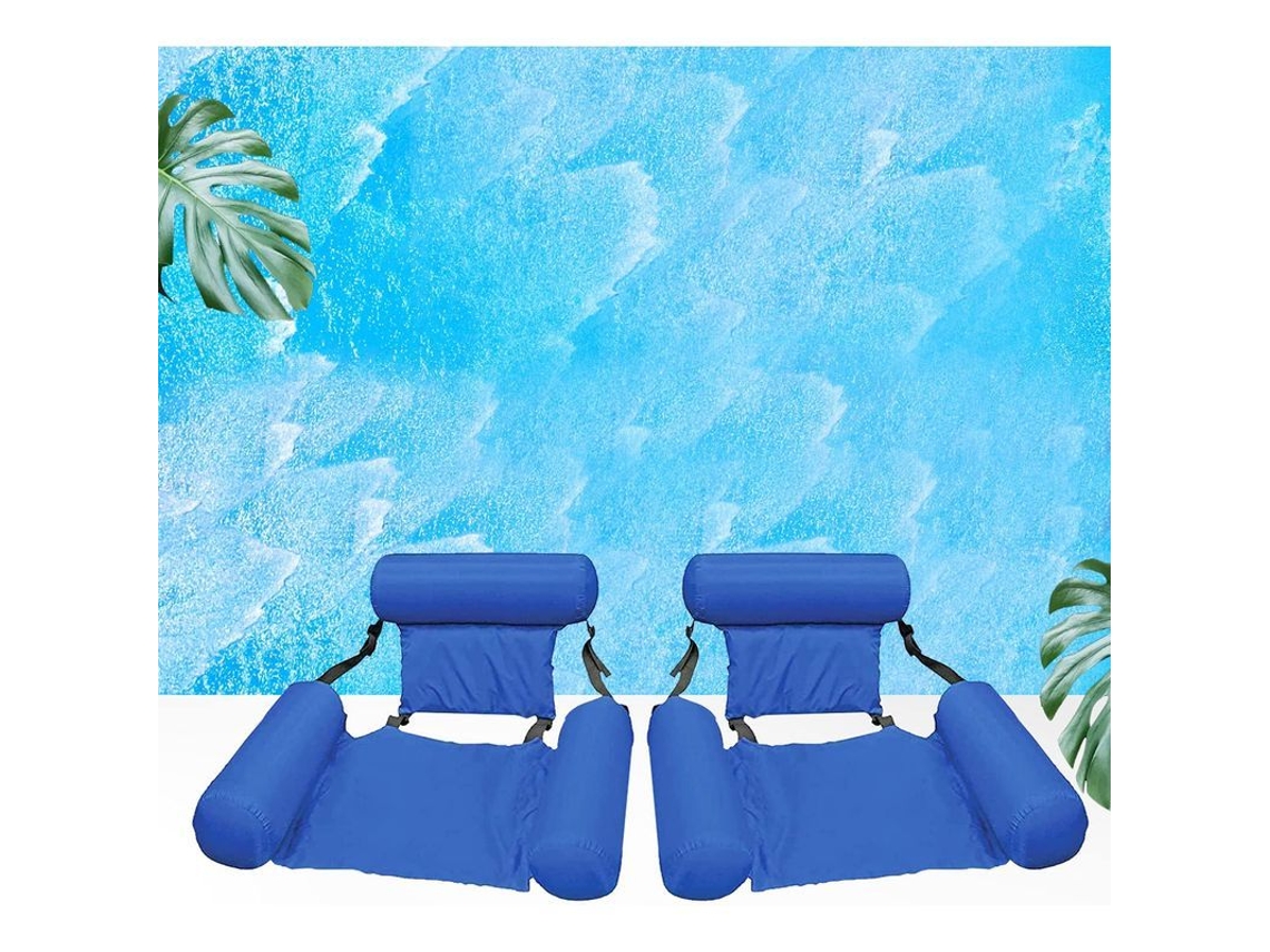 Cama Flutuante de Rede Nova Line para Piscina Inflável, portátil, 2 unidades, azul