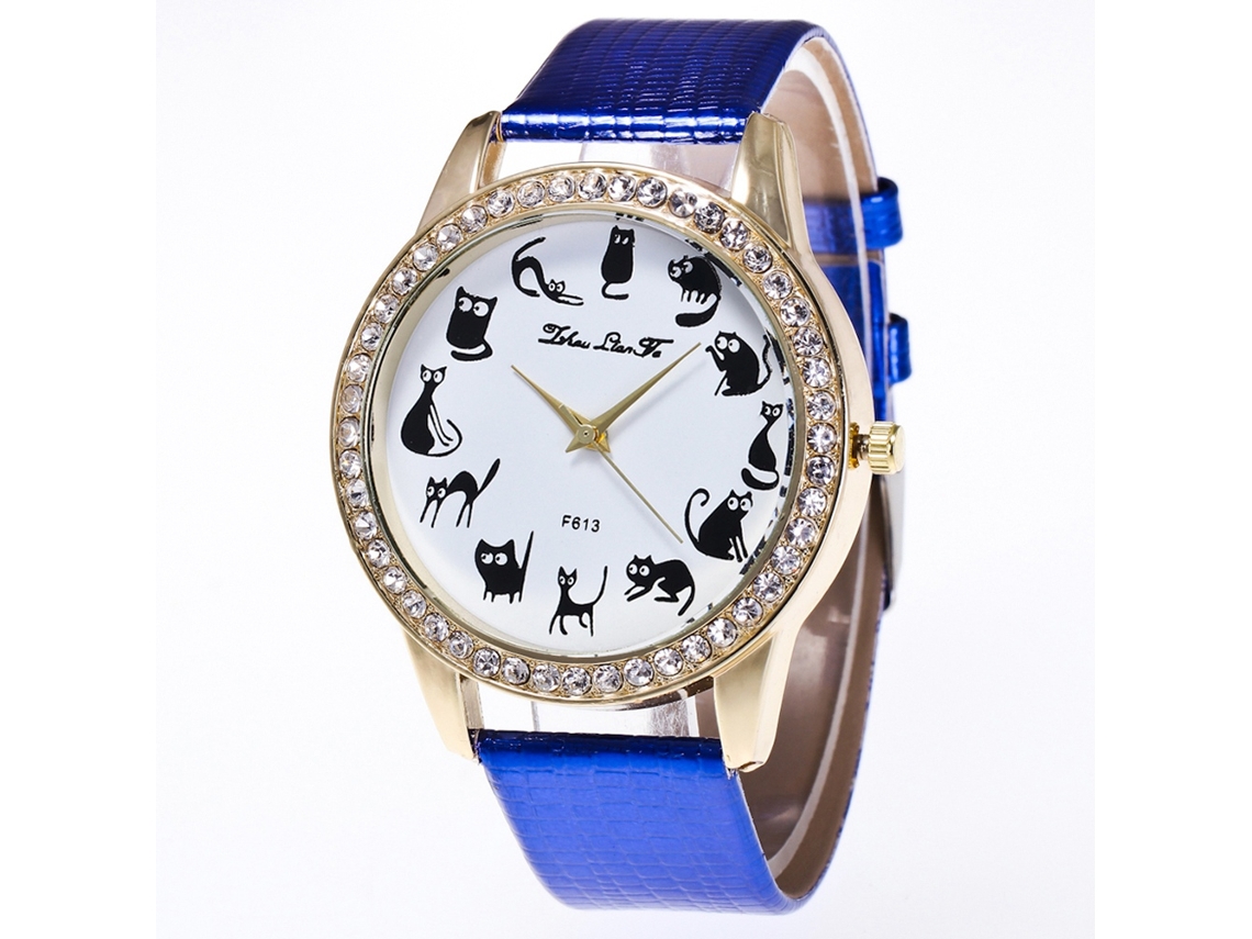 Reloj De Pulsera Unisex De Cuarzo Con Correa Pu Moda Zhoulianfa Azul