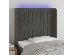 Vidaxl Cabeceira De Cama C/ Led Veludo 103x16x118/128 Cm Cinza-escuro