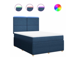 Cama com Molas/colchão 140x190 Cm Tecido Azul MAISON EXCLUSIVE