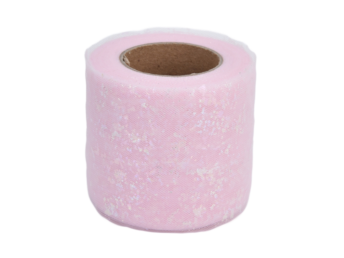 Tela De Tul De 25 Yardas (6 Cm), Poliéster, Ligera, Portátil, Para Decoración De Ropa, Con Lentejuelas Rosa Claro, Ideal Para Manualidades.