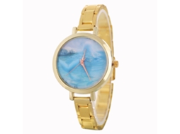 Relógio de Pulso de Quartzo com Pulseira de Aço Estilo Simples para Mulheres e Homens (dourado)