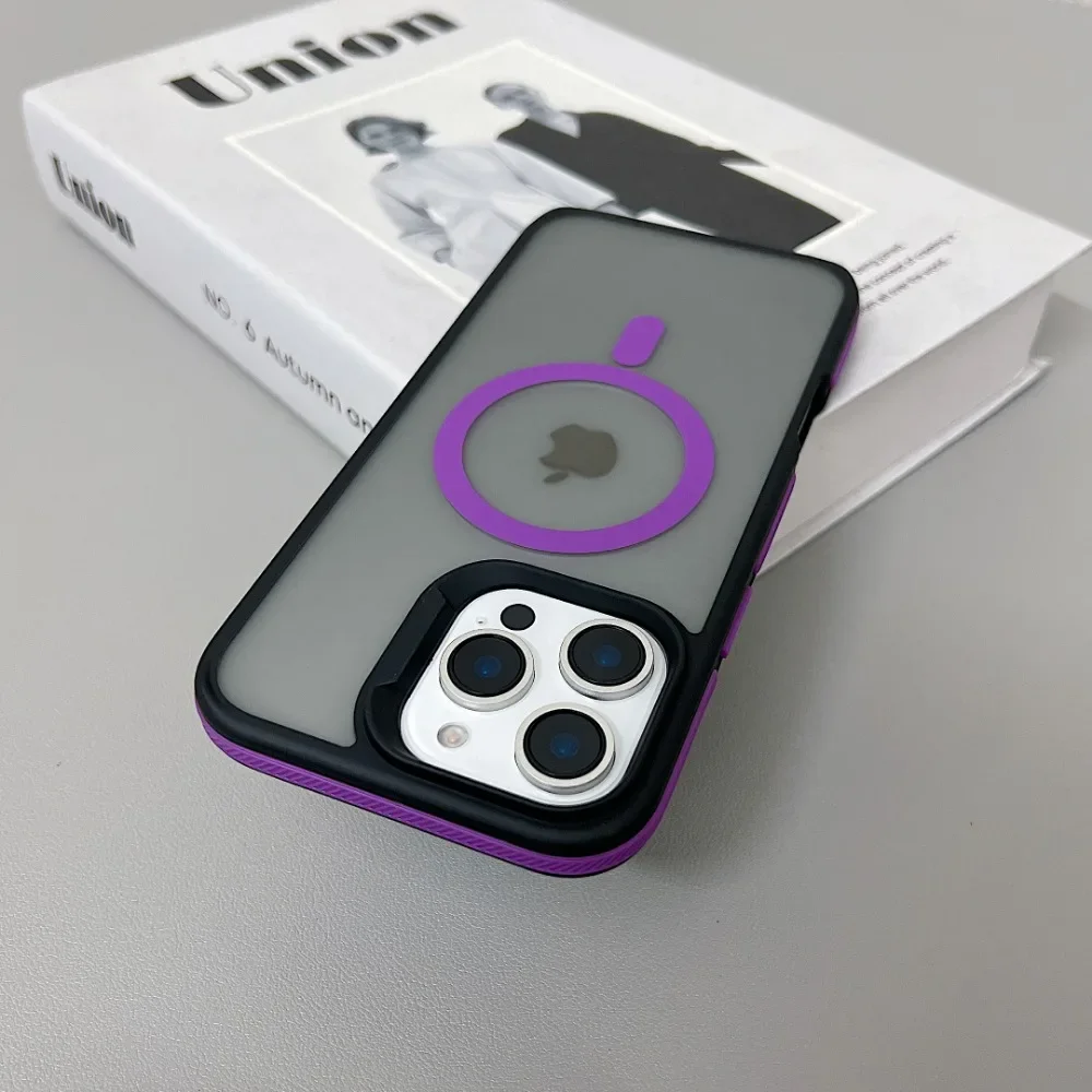 (iphone 14 Plus, Roxo) Capa Fosca Translúcida À Prova De Choque Para Iphone, Compatível Com Carregamento Sem Fio Magsafe.