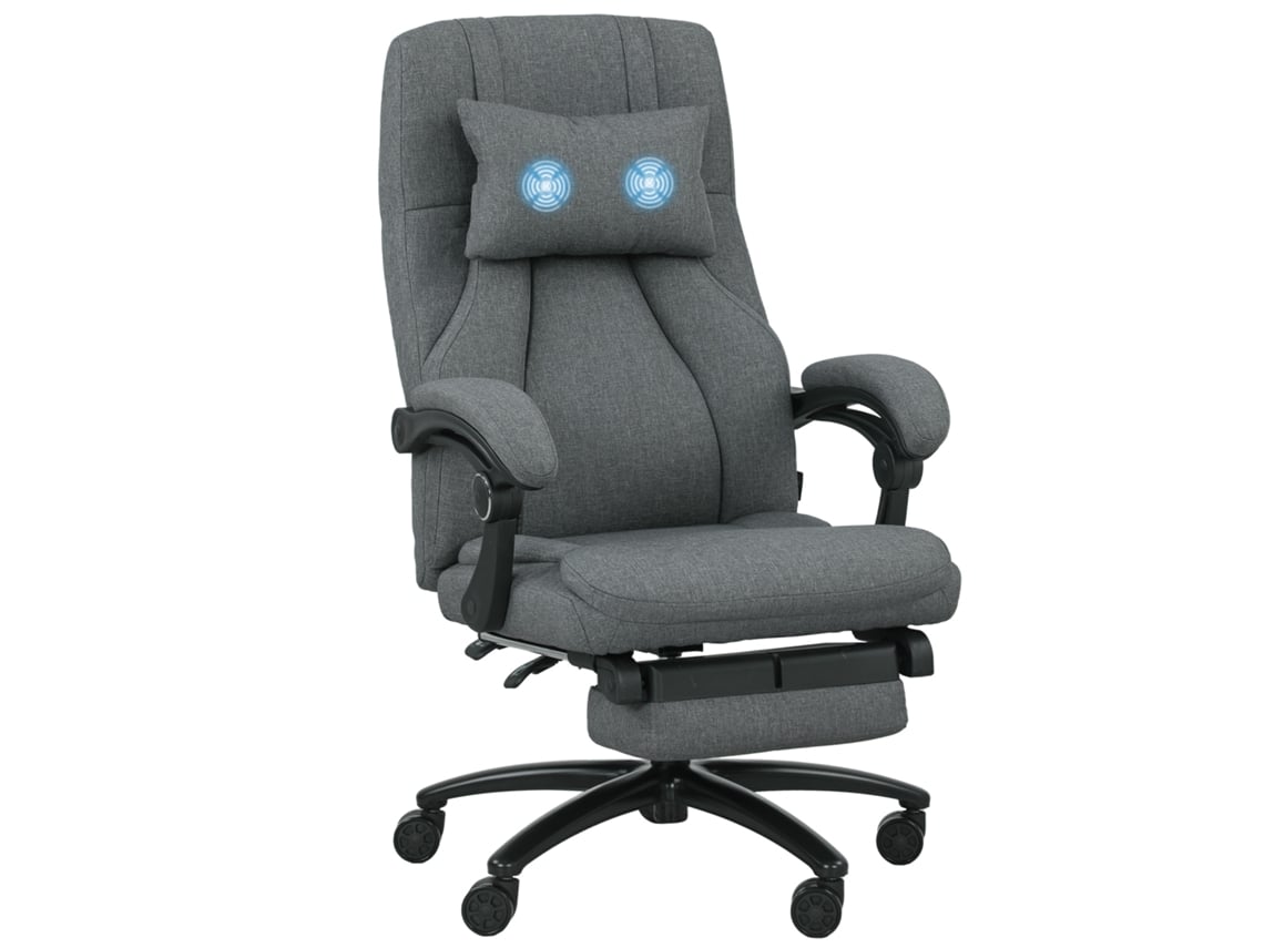Cadeira De Escritório Com Função De Massagem, Interface Usb, Rodízios Giratórios, Cinza Escuro Btforus