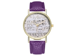 Relógio analógico de quartzo roxo Zhoulianfa com pulseira de PU para homens e mulheres.