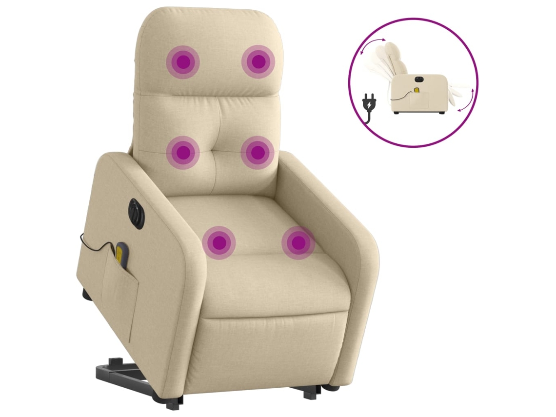 Electric Stand Up Massage Recliner Chair, Electric Stand Up Massage Recliner Chairs Vidaxl Creme Tecido
