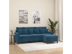 Vidaxl Sofá De 3 Lugares Com Apoio De Pés 180 Cm Veludo Azul