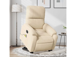 Vidaxl Poltrona De Massagens Elétrica Elevatória Microfibra Cor Creme