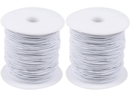2 Rolos De Fio Elástico Branco De 1 Mm Para Pulseiras E Colares.