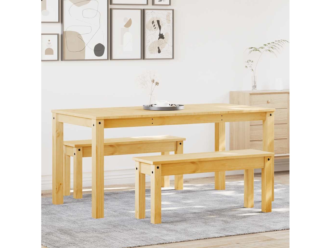 Vidaxl 3 Pcs Conjunto De Jantar Panama Madeira Pinho Maciça