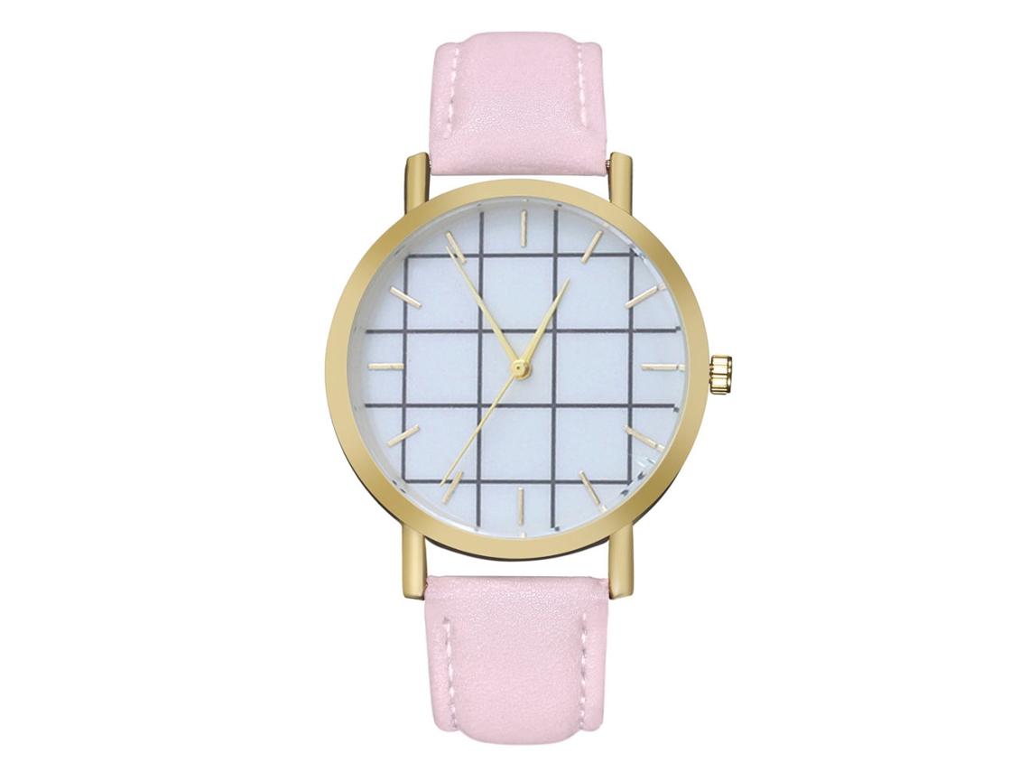 Reloj De Pareja Zhoulianfa Unisex Dial Cuadros Geométricos Cuero Pu Quartz Rosa