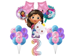 Nova Gabby Dollhouse Cats Decoração De Festa De Aniversário Balões Talheres Copos Prato Guardanapo Kit Decoração Meninas Lembrancinhas Suprimentos De