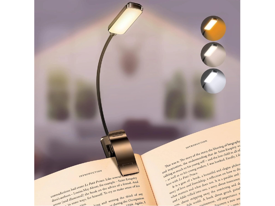 Luminária De Leitura Recarregável Para Ler Na Cama – Proteção Os Olhos, 3 Temperaturas De Cor, Intensidade Continuamente