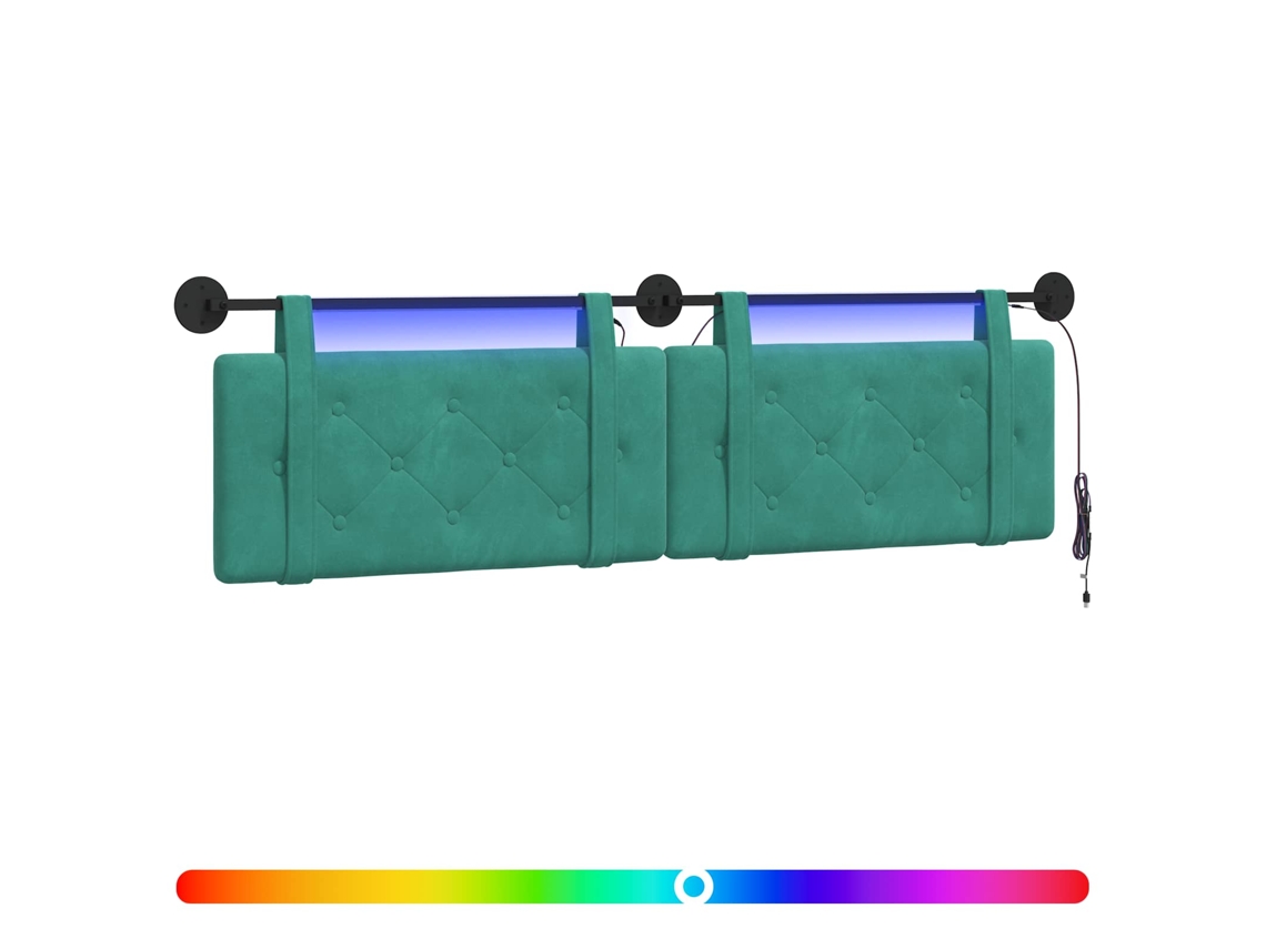Conjunto 1 Cabeceira Suspensa Vidaxl Azul-turquesa Veludo (170 X 55 X 5 Cm)