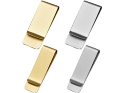 Conjunto Luxshiny com 4 clipes multifuncionais de metal para dinheiro, em aço inoxidável com superfície lisa para uso.