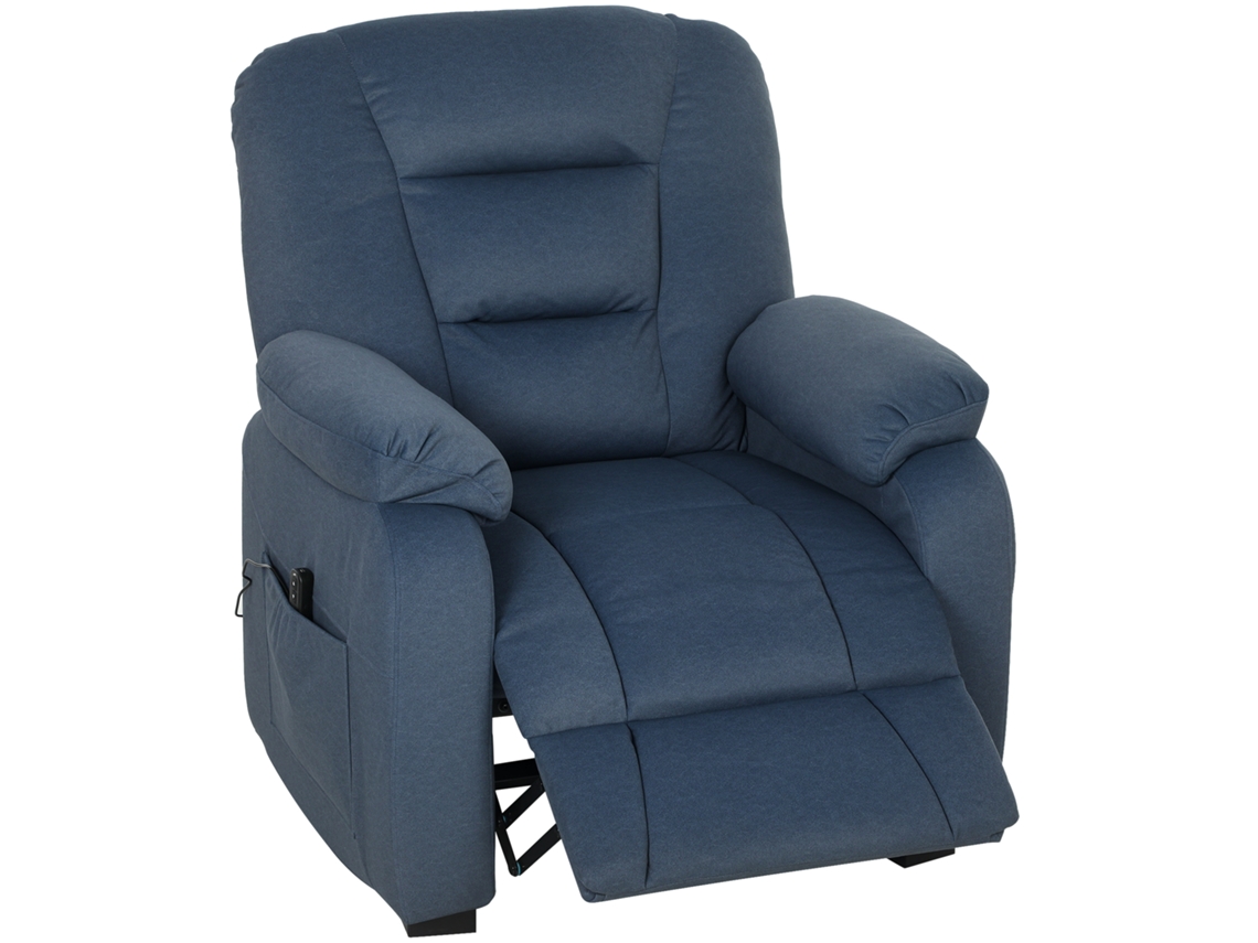 Poltrona Reclinável Elétrica 96x90x105cm Azul, Silenciosa, Memória, Pés, Controle, Usb | S/MARCA