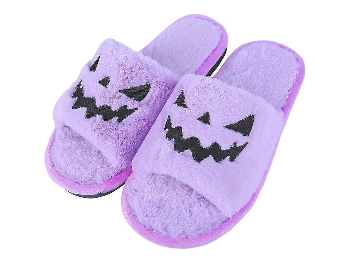 Pantufas de Halloween de Abóbora 2026, Pantufas Femininas de Pelúcia com Design Divertido de Bico Aberto para Meninas e Mulheres