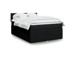 Vidaxl Cama Com Molas/colchão 140x200 Cm Tecido Preto