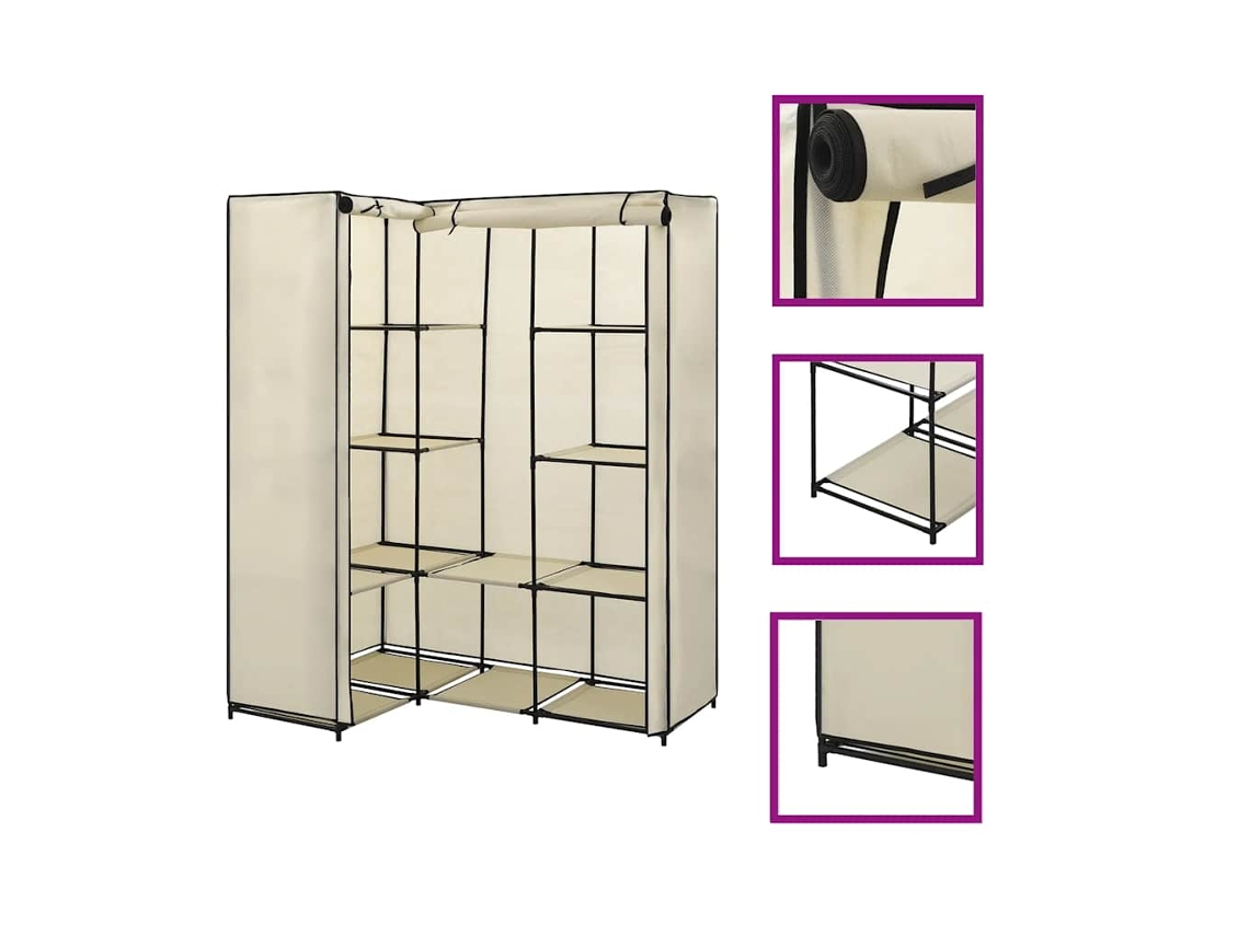 Vidaxl Roupeiro De Canto 130x87x169 Cm Creme