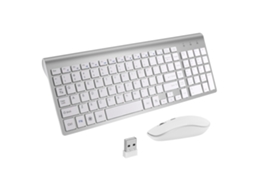 Conjunto De Teclado E Mouse Sem Fios Prateado, Design Ergonômico, Operação Silenciosa, Compatível Com Computadores E Notebooks