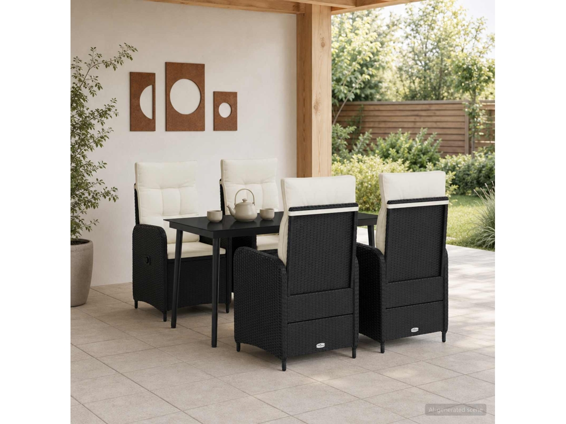 Vidaxl Conjunto De Mesa De Sofá 5 Pcs Preto E Branco Creme