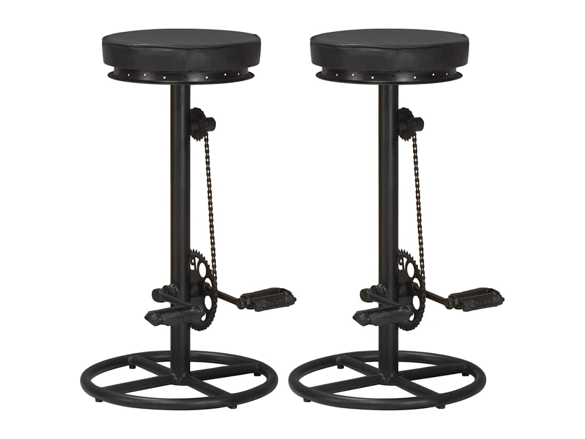 Vidaxl Bancos De Bar 2 Pcs Couro De Cabra Genuíno Preto
