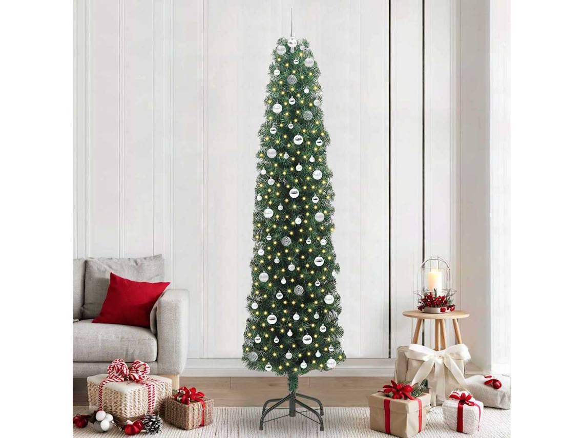Vidaxl Árvore De Natal Artificial Verde 240 Cm Pvc E Aço E Plástico