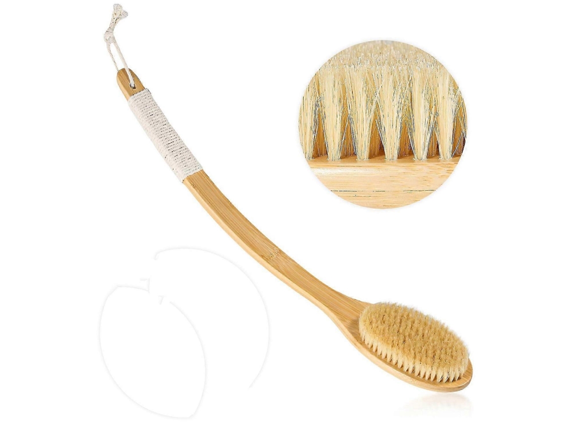 Escova Banho Extra Longa 56 Cm 22 Polegadas Cabo Cerdas Naturais Áreas Difícil Acesso Macias Esfoliação Suave AQUAFORGE