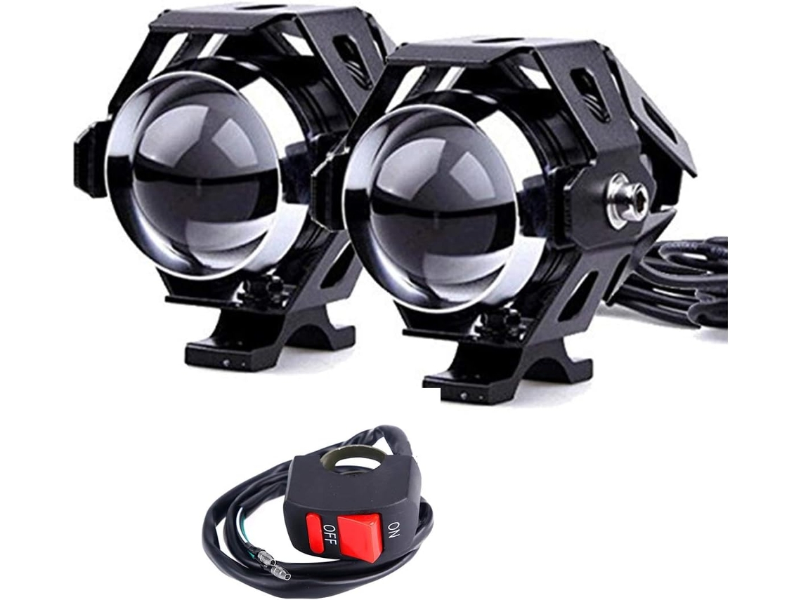 Farol De Moto 2u5, Farol De Led 1200lm 6500k, Próprio Para Holofotes Drl, Com Farol Alto/baixo/flash, 3 Modos, Com Interruptor Prateado Zeuxo