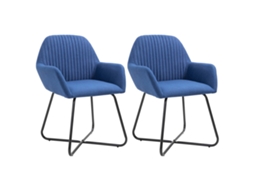 Vidaxl Cadeiras De Jantar 2 Pcs Tecido Azul