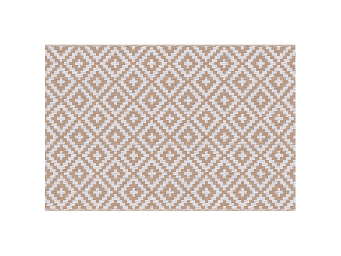 Tapete Exterior Outsunny Reversível 274x182cm, 310g/m² Pp Alta Densidade, Dois Padrões, Branco Bege